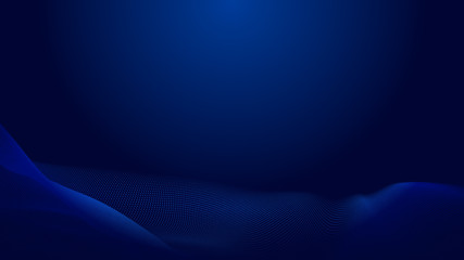 Dot blue wave light screen gradient texture background. Abstract  technology big data digital background. 3d rendering.