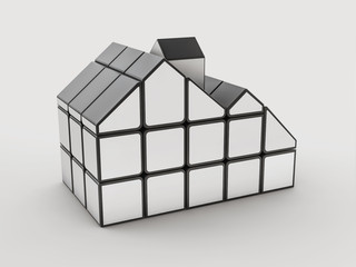 3d rendering of cube in the form of a house, Ideas for real estate