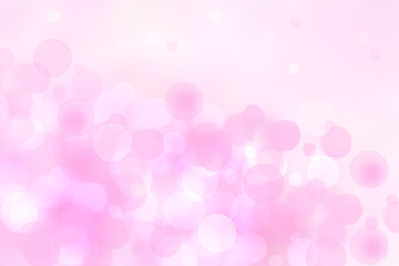 Abstract blurred vivid spring summer light delicate pastel pink bokeh background texture with bright soft color circles. Space for your text. Beautiful backdrop illustration.
