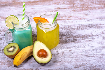 Smoothies made with refreshing tropical fruits