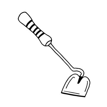 recommend clip art: A shovel garden tool. Hand drawn doodle garden vector illustration. Isolated on white.