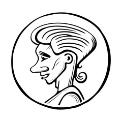 Profile young man in lap, sketch