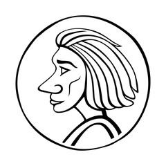 Vector illustration girl profile head