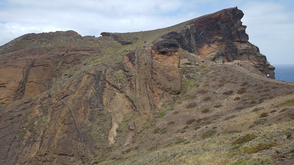 Madère, anciennes cheminées de laves dans les faliases de São Lourenço