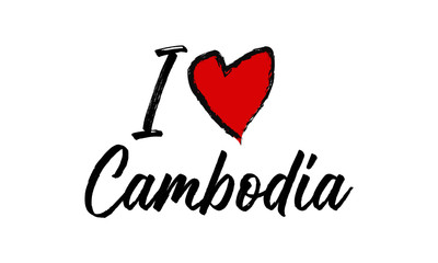 I Love Cambodia Creative Cursive Text Typography Template.