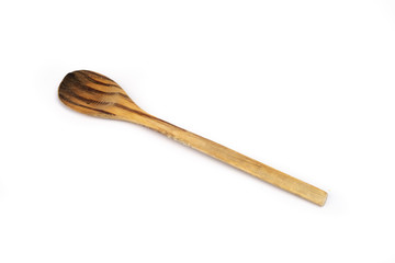 wooden kitchen spoon on white background