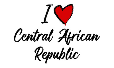 i love Central African Republic Creative Cursive Text Typography Template.