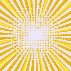 Rays background with halftone. Vector halftone illustration. Vintage background for the comic text superhero, message.