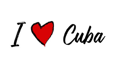 I Love Cuba Creative Cursive Text Typography Template.
