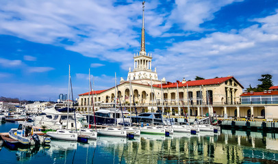 Fototapeta premium Yachts in port of Sochi. Russia