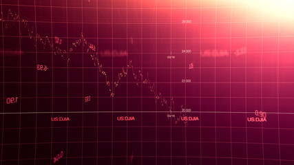 Stock market graph global crisis  couased by corona virus SARS-CoV-2, source of COVID-19 pandemic disease. American market index in march 2020, industry in recession.