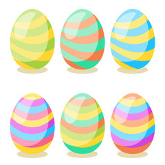 Happy Easter card. Set of  Easter eggs with different texture on a white background.  Vector isolated Illustration. 