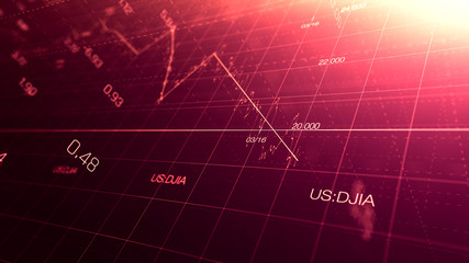 Stock market graph global crisis  couased by corona virus SARS-CoV-2, source of COVID-19 pandemic disease. American market index in march 2020, industry in recession.