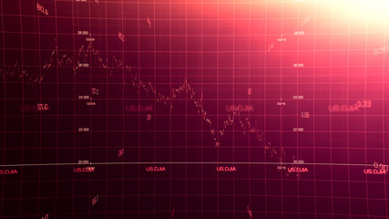 Stock market graph global crisis  couased by corona virus SARS-CoV-2, source of COVID-19 pandemic disease. American market index in march 2020, industry in recession.