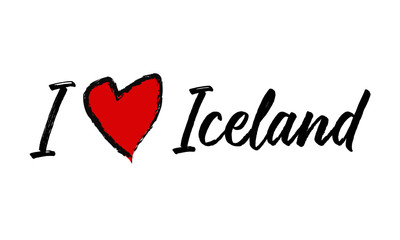 I Love Iceland Creative Cursive Text Typography Template.