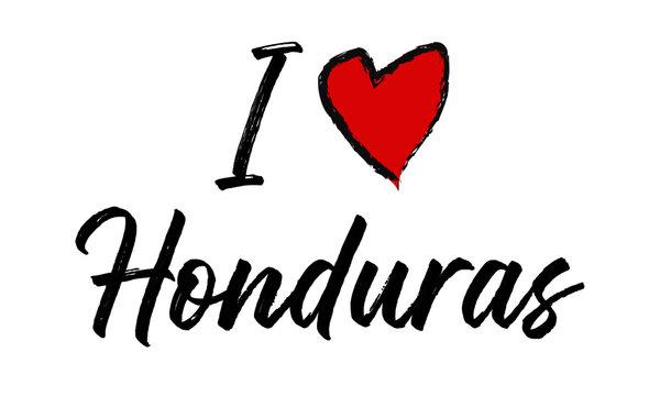 I Love Honduras Creative Cursive Text Typography Template.