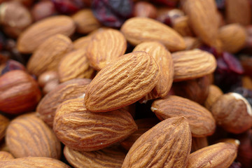 roasted dried almonds, close-up nuts crispy almonds,