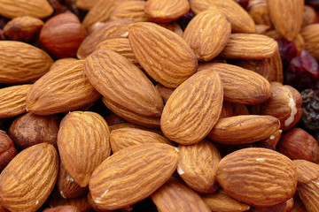 roasted dried almonds, close-up nuts crispy almonds,