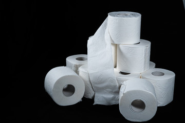 Toilet paper with black background