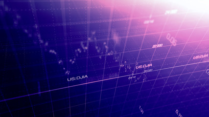 Stock market graph global crisis  couased by corona virus SARS-CoV-2, source of COVID-19 pandemic disease. American market index in march 2020, industry in recession.