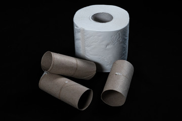 Toilet paper with black background