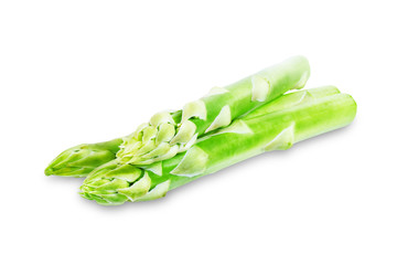 Fresh green asparagus on a white isolated background