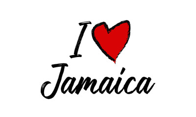 I Love Jamaica Creative Cursive Text Typography Template.