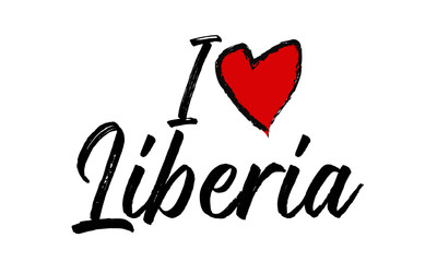 I Love Liberia Creative Cursive Text Typography Template.