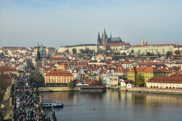 Fototapeta premium Walking in autumn Prague.