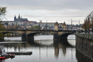 Walking in autumn Prague.