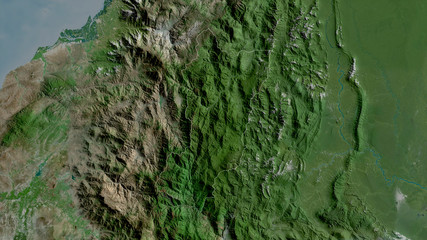 Zamora Chinchipe, Ecuador - outlined. Satellite