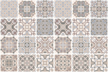Patchwork seamless pattern. tiles azulejos. Vector. - obrazy, fototapety, plakaty