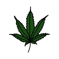 marijuana leaf doodle icon, vector illustration