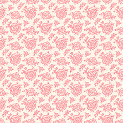 Flowers. Roses. Floral seamless pattern. Vintage background with Rose flower, bud and leaves