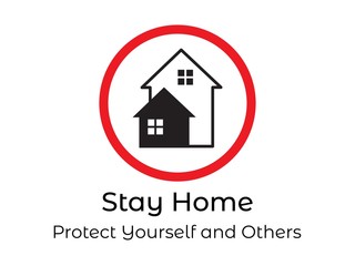 Fototapeta premium Stay Home - Protect yourself and Others - coronavirus alert prevention sign icon. Stay home coronavirus awareness quarantine and social distancing measures to prevent virus spread sign