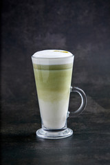  Ketogenic keto diet hot drink. Tea matcha blended with coconut oil and butter.