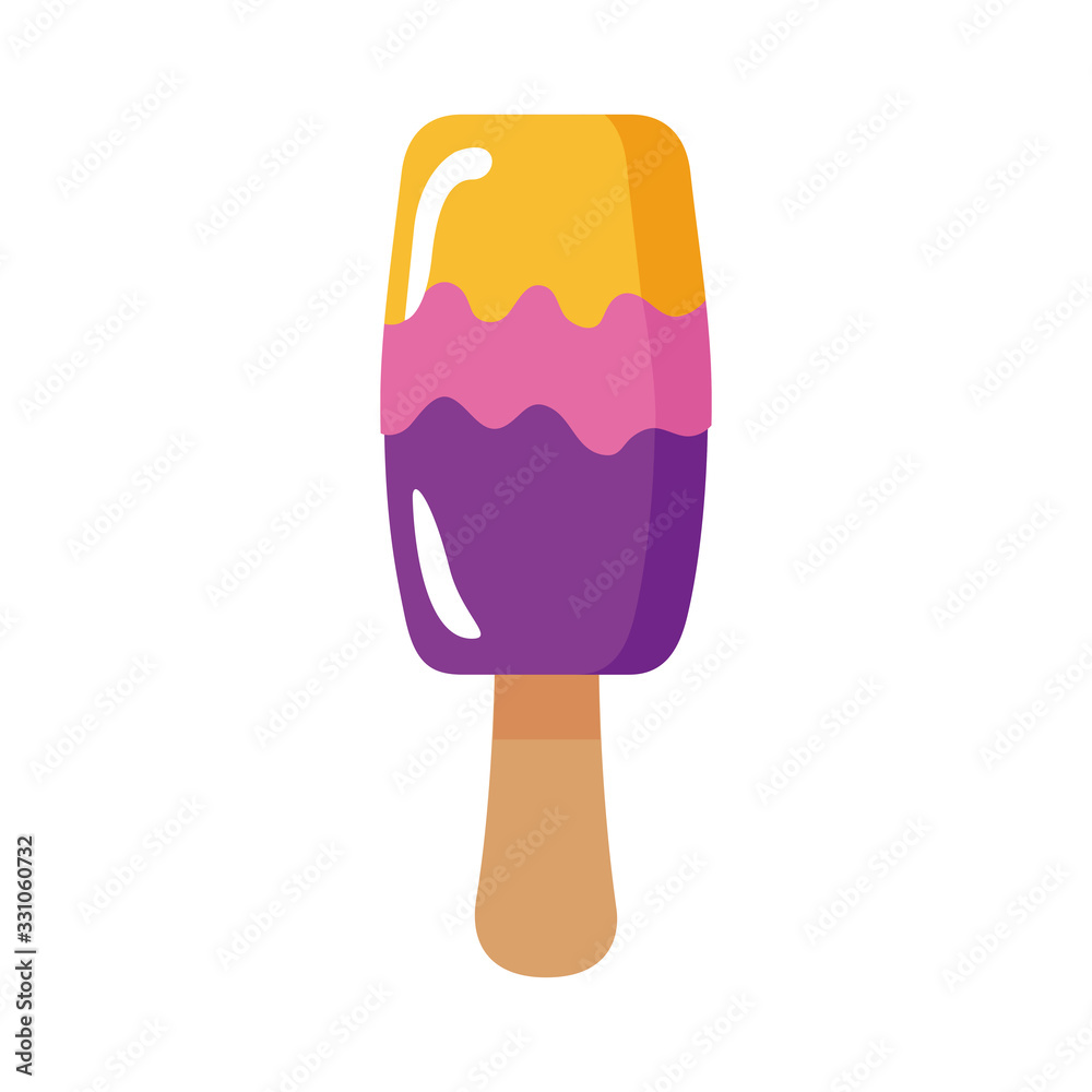 Canvas Prints delicious ice cream in stick with three flavors flat style