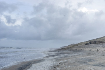 seascape of the island of Sylt during a storm