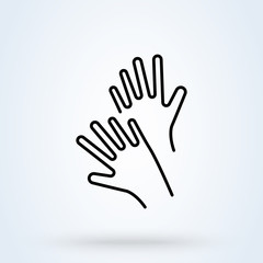 Fototapeta na wymiar Protective gloves vector line icon isolated on white background.