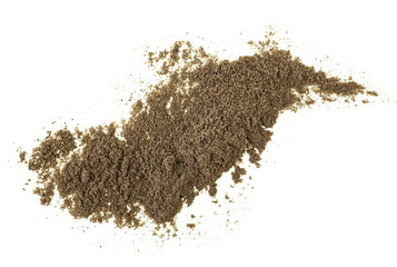 Pile of ground black pepper isolated on a white background