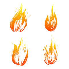 Set of hand drawn fire and fireball. Doodle Sketch Fire. Set of hand drawn flames. Set of hand drawn fire and fireball. Vector illustration