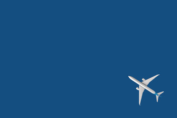 Naklejka na ściany i meble Model plane, airplane on pastel color background.Flat lay design