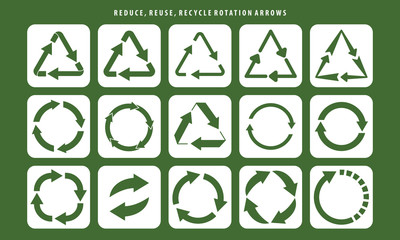 Recycle icon symbol vector. Recycling and rotation arrow icon pack