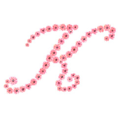 Watercolor drawing Pink flower alphabet