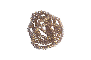 Brown stone beads isolated on a white background