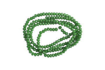 Green stone beads isolated on a white background