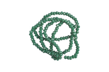 Green stone beads isolated on a white background