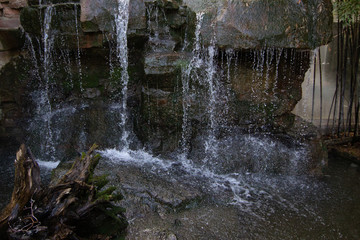 short exposure wide angle waterfall scene with freezed water	