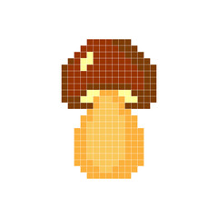 Fototapeta premium Mushroom on a white background. Pixel art. Illustration for games and applications.