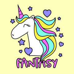 FANTASY UNICORN, SLOGAN PRINT VECTOR